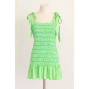 Y2K ASOS DESIGN Womens Dress Size 2‎ Green Smocked Ruffle Coquette Fairy Summer